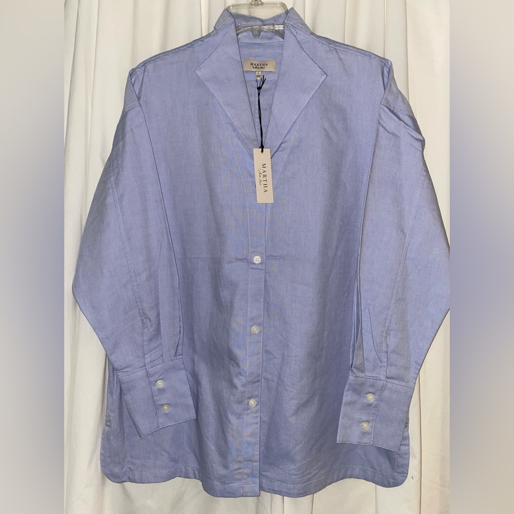 Martha by Martha Stewart Blue Oxford Relaxed Classic Shirt Sz M